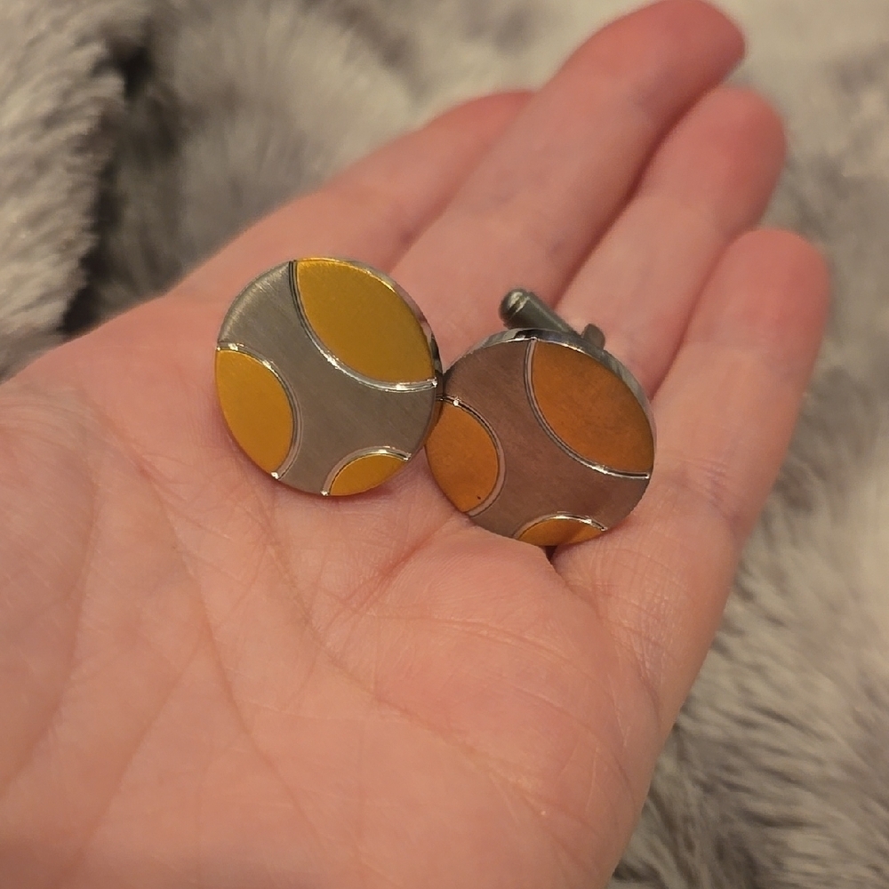 Silver and Gold Stainless Steel Cufflinks Brand New In Box
